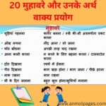 20 मुहावरे और उनके अर्थ वाक्य प्रयोग